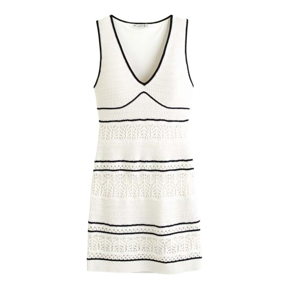 Abercrombie & Fitch White Crochet Knit Mini Dress Bodycon Sleeveless Lined XS - Picture 3 of 12